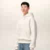 White Cotton Embossed Ami De Coeur Hoodie White Cotton Embossed Ami De Coeur Hoodie