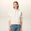 White Cotton Embossed Ami De Coeur Hoodie White Cotton Embossed Ami De Coeur Hoodie