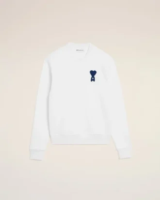 White Cotton Knitted Ami De Coeur Sweatshirt