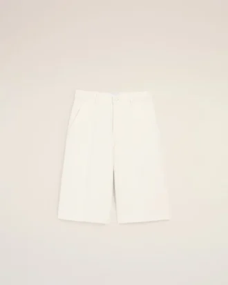 White Cotton Loose Bermuda Shorts