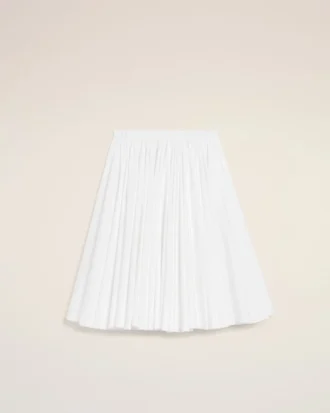 White Cotton Midi Corolla Skirt
