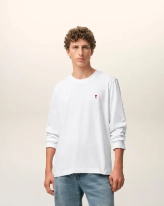 White Cotton Red Ami De Coeur Longlseeves Tshirt