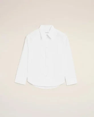 White Cotton Sharp Collar Ami De Coeur Wide Shirt