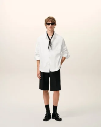 White Cotton Sharp Collar Ami De Coeur Wide Shirt