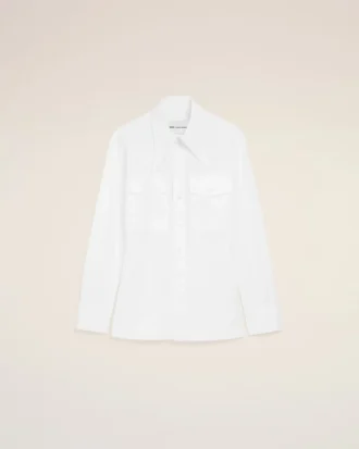 White Cotton Sharp Collar Fitted Shirt