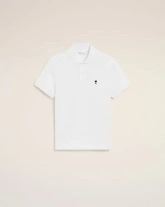 White Cotton Short Sleeves Ami De Coeur Polo Shirt