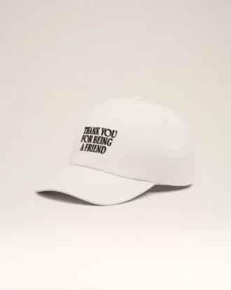 White Cotton Thank You for Being a Friend Embroidery Cap