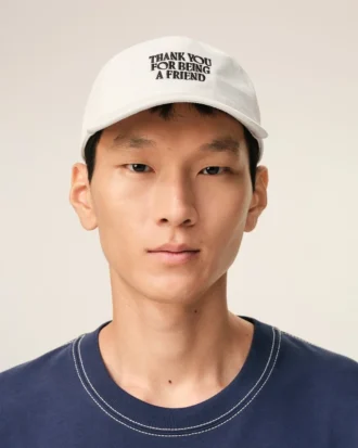 White Cotton Thank You for Being a Friend Embroidery Cap