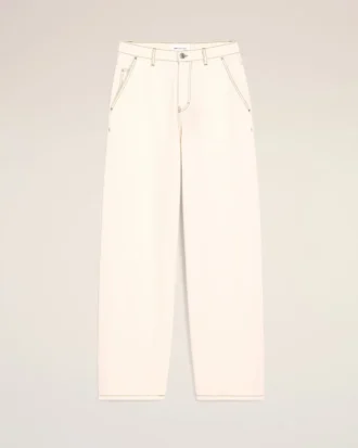 White Cotton Wide Fit Trousers