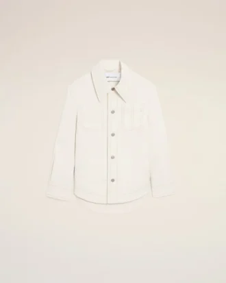 White Cotton Worker Buttoned Jacket