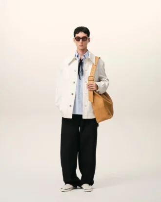 White Cotton Worker Buttoned Jacket