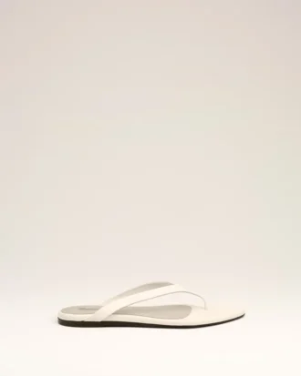 White Lamb Leather Pointed Toe Flip Flops
