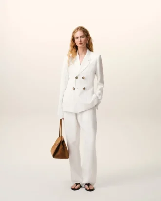 White Linen Double Breasted Jacket