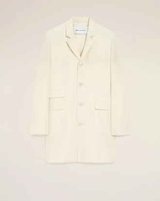 White New Wool Straight Simple Breasted Coat