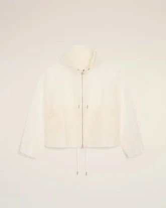 White Nylon Zipped Windbreaker