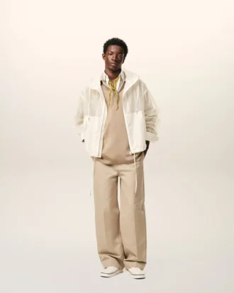 White Nylon Zipped Windbreaker