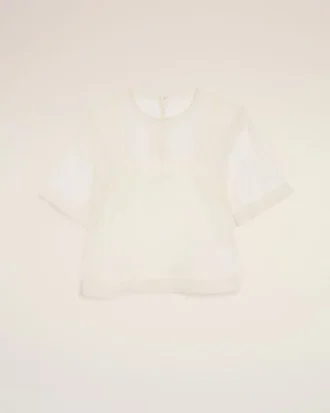 White Silk Short Sleeves Sheer with Undertop Top