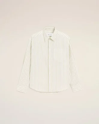 White Striped Cotton Ami De Coeur Boxy Shirt
