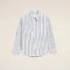 White Striped Cotton Ami De Coeur Wide Shirt White Striped Cotton Ami De Coeur Wide Shirt