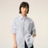 White Striped Cotton Ami De Coeur Wide Shirt White Striped Cotton Ami De Coeur Wide Shirt