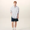 White Striped Cotton Ami De Coeur Wide Shirt White Striped Cotton Ami De Coeur Wide Shirt