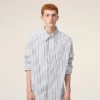 White Striped Cotton Ami De Coeur Wide Shirt White Striped Cotton Ami De Coeur Wide Shirt