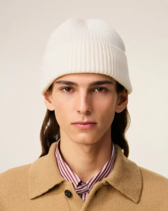 White Wool Ami De Coeur Beanie