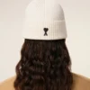 White Wool Ami De Coeur Beanie