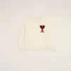 White Wool Ami De Coeur Crewneck Sweater White Wool Ami De Coeur Crewneck Sweater