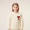 White Wool Ami De Coeur Crewneck Sweater White Wool Ami De Coeur Crewneck Sweater