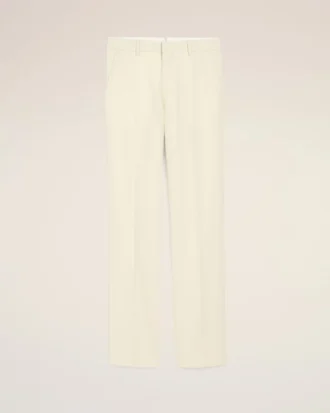 White Wool Straight Trousers