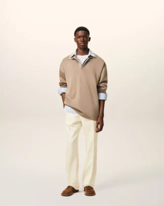White Wool Straight Trousers