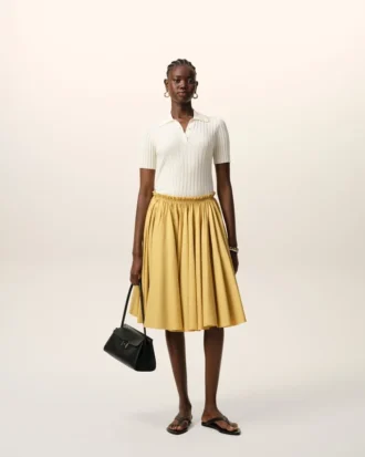 Yellow Cotton Midi Corolla Skirt