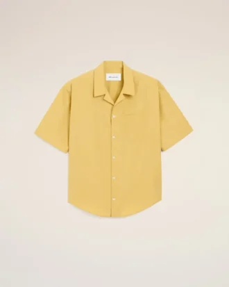 Yellow Cotton Short Sleeve Camp Collar Boxy Shirt