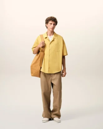 Yellow Cotton Short Sleeve Camp Collar Boxy Shirt
