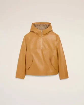Yellow Cow Leather Hooded Jacket Yellow Cow Leather Hooded Jacket