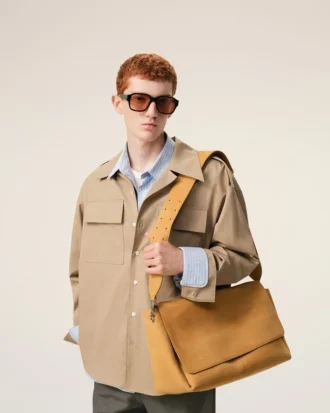 Yellow Cow Leather Large Flap Carrousel Bag Yellow Cow Leather Large Flap Carrousel Bag