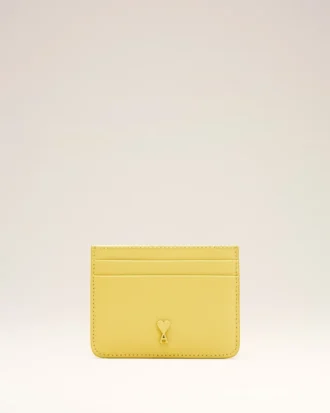 Yellow Cowhide Leather Ami De Coeur Card Holder Yellow Cowhide Leather Ami De Coeur Card Holder