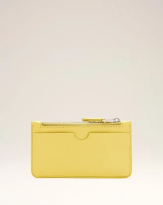 Yellow Cowhide Leather Ami De Coeur Zipped Card Holder Yellow Cowhide Leather Ami De Coeur Zipped Card Holder