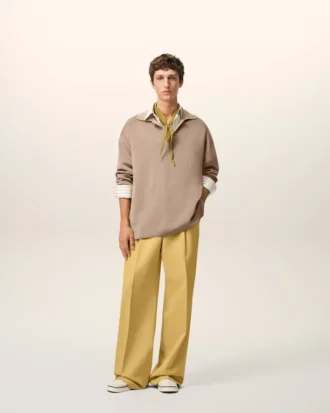 Yellow New Wool Low Waist Wide Trousers Yellow New Wool Low Waist Wide Trousers