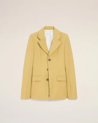 Yellow New Wool Single Breasted Fitted Jacket Yellow New Wool Single Breasted Fitted Jacket