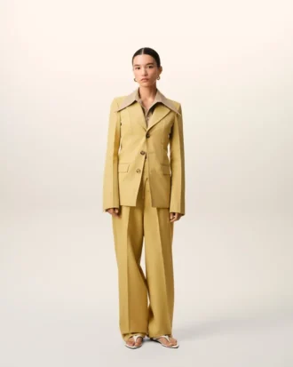 Yellow New Wool Single Breasted Fitted Jacket Yellow New Wool Single Breasted Fitted Jacket