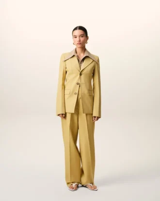 Yellow New Wool Wrapped Belted Trousers Yellow New Wool Wrapped Belted Trousers