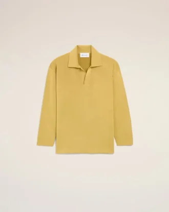 Yellow Wool Long Sleeves Polo