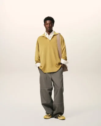 Yellow Wool Long Sleeves Polo