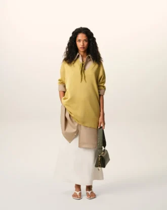 Yellow Wool Short Sleeves V Neck Sweater Yellow Wool Short Sleeves V Neck Sweater